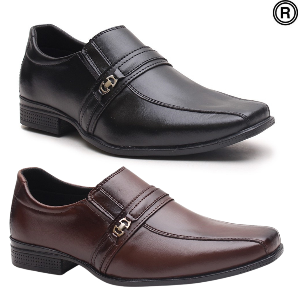 Kit 2 Pares Sapato Social Masculino Preto E Cappuccino