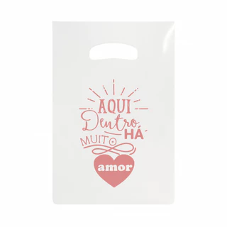 50 Sacolas plásticas personalizada com frase 20x30 Transparente com rosa gold
