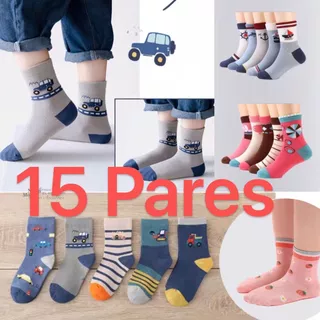 Kit 15 Pares Meia Infantil Estampadinha\lisa menino e menina de criança