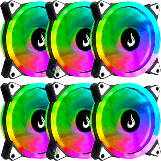 Kit 6x Cooler Fan 120mm Dual Led Rgb 12v Aura Sync Rgb Fusion
