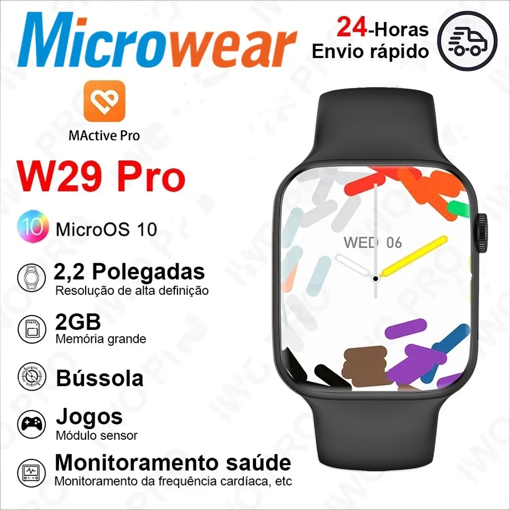 Smartwatch W29 Pro Series 9 Lançamento 2024 Ilha Dinâmica Nfc Bússola ...