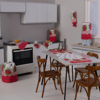 Jogo De Cozinha Caminho De Mesa Oxford Porta Sacolinhas Estampado Decoração 10 Peças