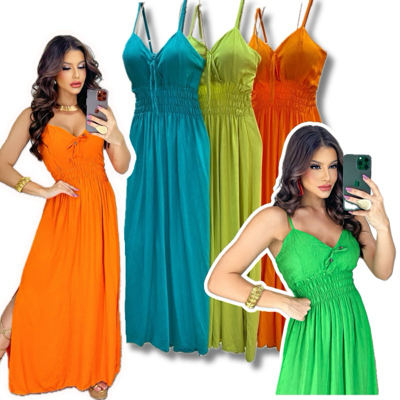 Vestido Longo Lastex com Bojo, Moda Evangélica Modesta