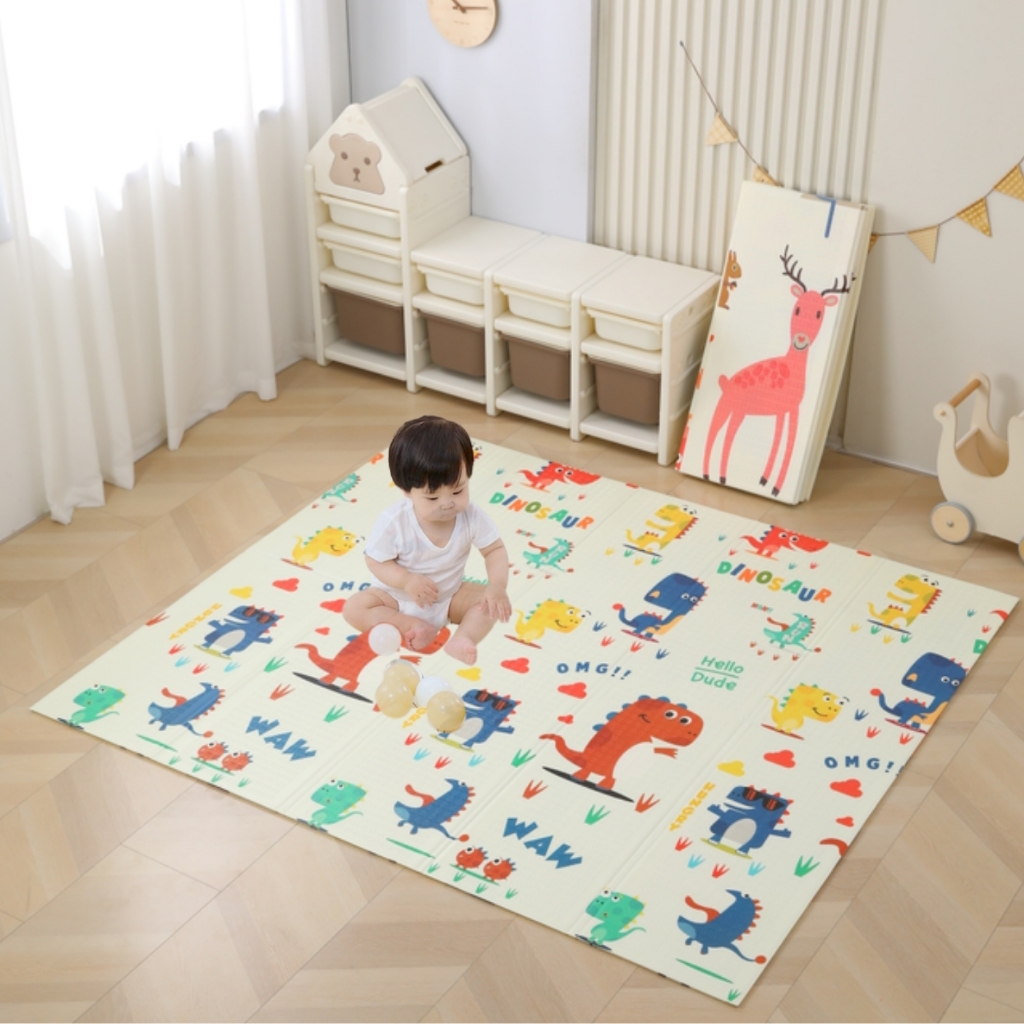 Tatame Tapete Infantil Interativo Dupla Face 180x150 AIEBAO Grande Tapetinho Dobrável Educativo Atividades Antiderrapante RN Bebê Criança