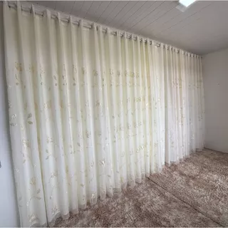 Cortina Bordada 5,80 X 2,70 com forro de microfibra ilhós cromado luxo qualidade