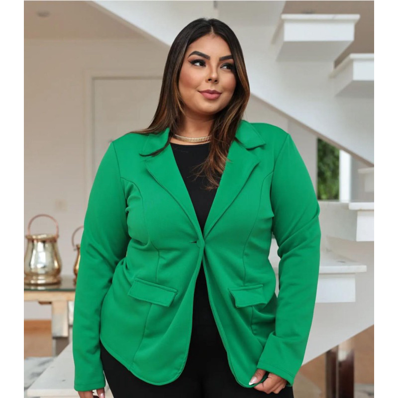 blazer Alfaiataria plus size terninho plus size moda 2024 | Shopee Brasil