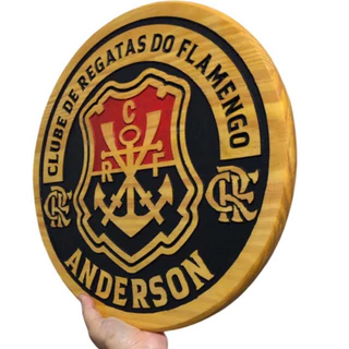 Quadro do Flamengo entalhado na Madeira - PERSONALIZADO COM NOME