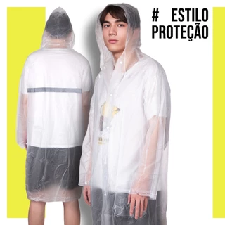 Capa de Chuva Transparente Masculina Feminina impermeável com capuz Longa em Oferta na Shopee
