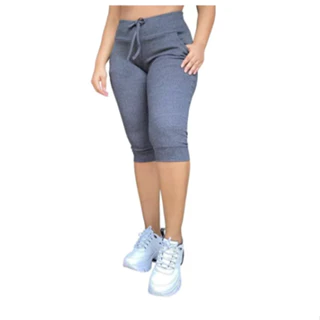 kit 3 Calça feminina Cintura alta Jogger corsário Canelada