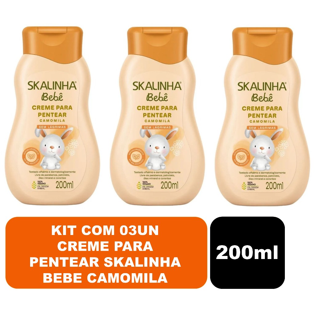 Kit com 03un Creme para Pentear Skalinha Bebe Camomila 200ml | Shopee ...
