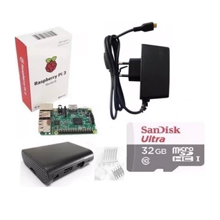 Kit Raspberry Pi3 Model B+fonte+case+ Dissipador+sd 32gb