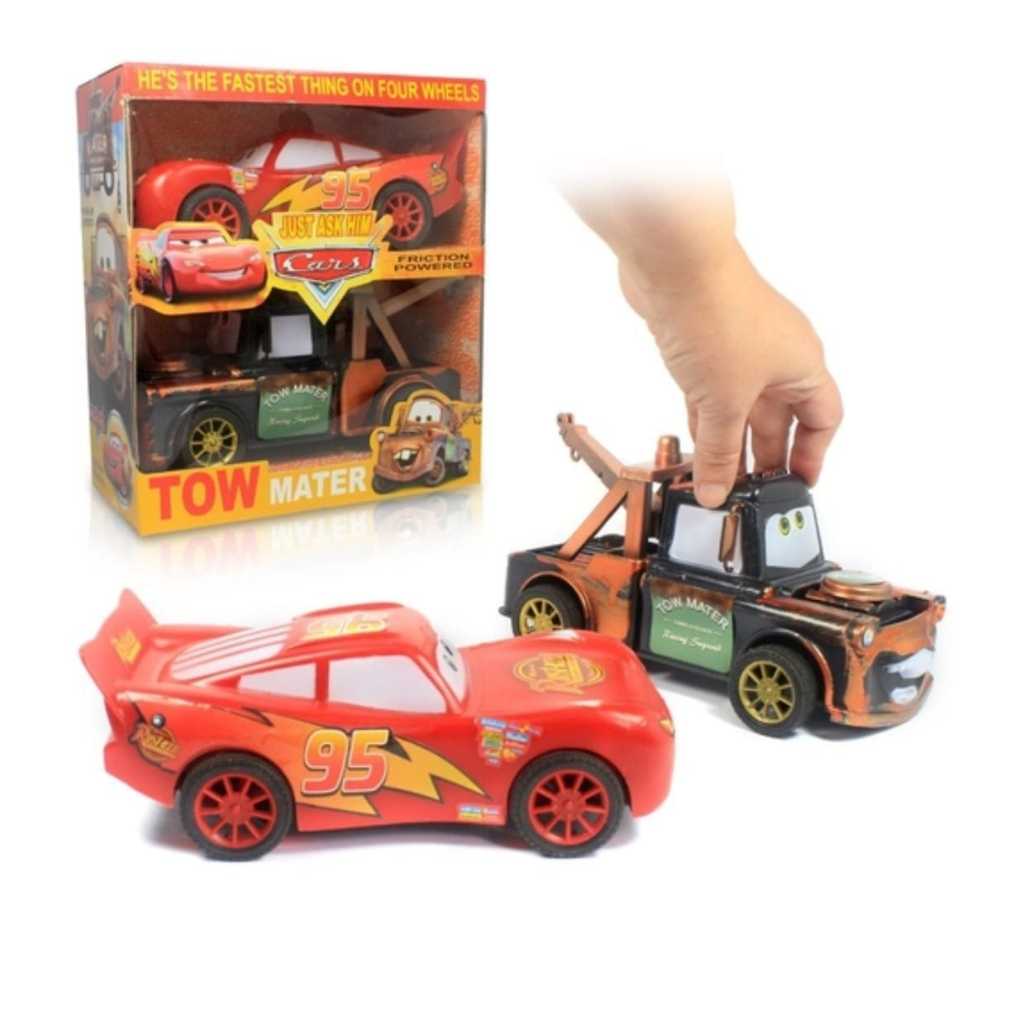 Kit Carrinho Relâmpago McQueen E Matter Tamanho Grande Fricção Brinquedos Carros Disney Pixar
