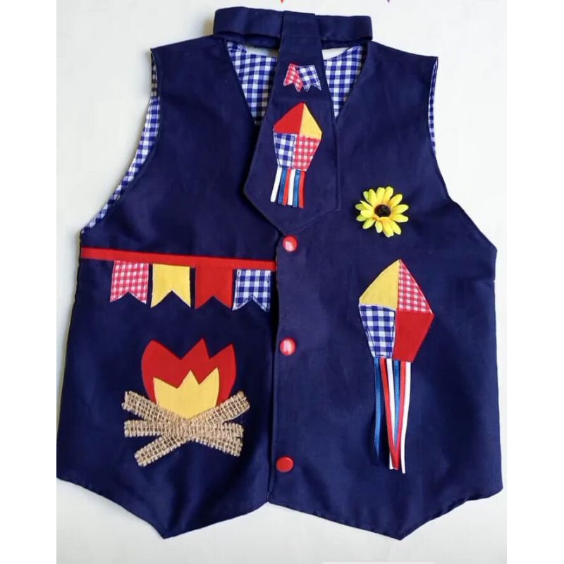 Colete e gravata caipira festa junina São João Shopee Brasil