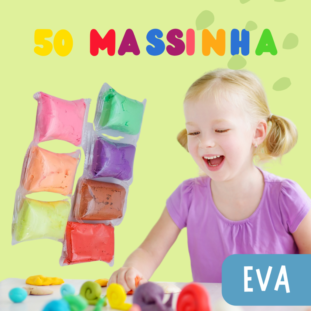 Massa Eva Massinha De Modelar 50 Cores Sortidas Massinha Escolar Artesanato