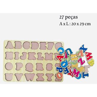 Alfabeto 27 Letras De A Z Mdf Adesivado 3cm Pedagógico | Shopee Brasil
