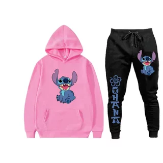 Conjunto Moletom Blusa Canguru e Calça Flanelado Stitch