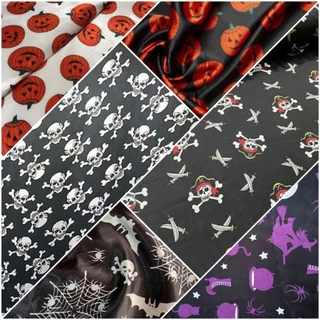 Tecido Cetim estampado / halloween 0.50cm X 1.50mt