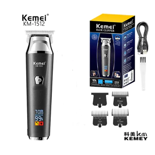 Kemei-Clipper para homens, aparador de barba,  LED Digital Clippers, barbeador elétrico, KM-1512