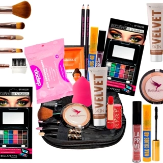 Kit De Maquiagens E Pincéis Completo Necessaire