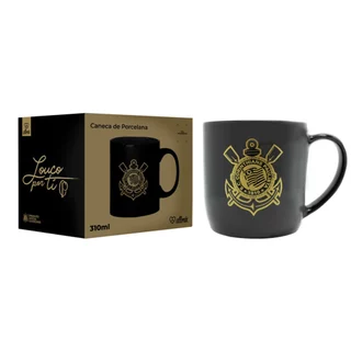 Caneca Urban Preta 360ml Corinthians Timão + Caixa Presente - Louco Por Ti