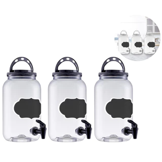 Kit 3 Pote Lousa Com Torneira Organizador Cozinha Bancada Lavanderia Porta Sabão Liquido Amaciante