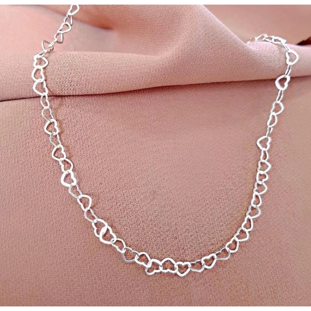 colar choker de coração folheado a prata 925
