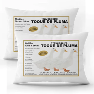Kit 2 Travesseiros Pluma De Ganso Antiácaro Confortável Macio em Oferta na Shopee