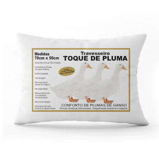 Travesseiro Pluma De Ganso Descanso Antialérgico Macio em Oferta na Shopee