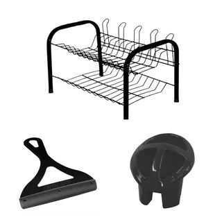 Escorredor De Pratos e Louças Com Porta Talher E Rodinho De Pia Kit