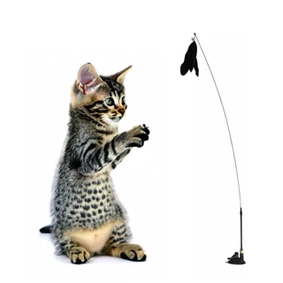 Brinquedo Interativo Gato Varinha Pena Com Ventosa Fixa Chão