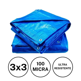 Lona Azul 3x3 Leve Plástica Reforçada Piscina 100 Micras Agricultura Cobertura Impermeável Ilhós