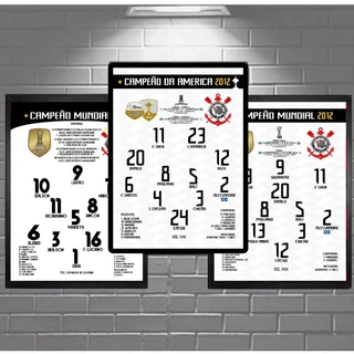 Quadros Placas Escalação Corinthians Timão Campeão Libertadores Mundial 2012 2000 Decoração Futebol Bar Timão