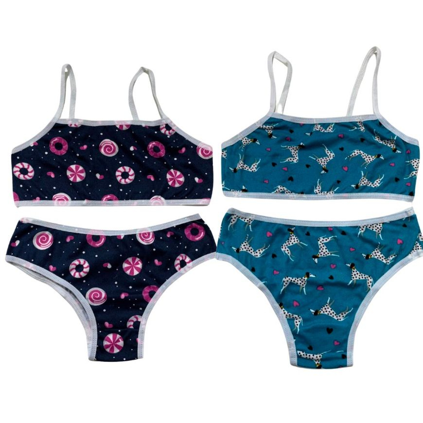 Kit 2 Conjunto Infantil de Suede Macio Conforto Moda Íntima Criança ...