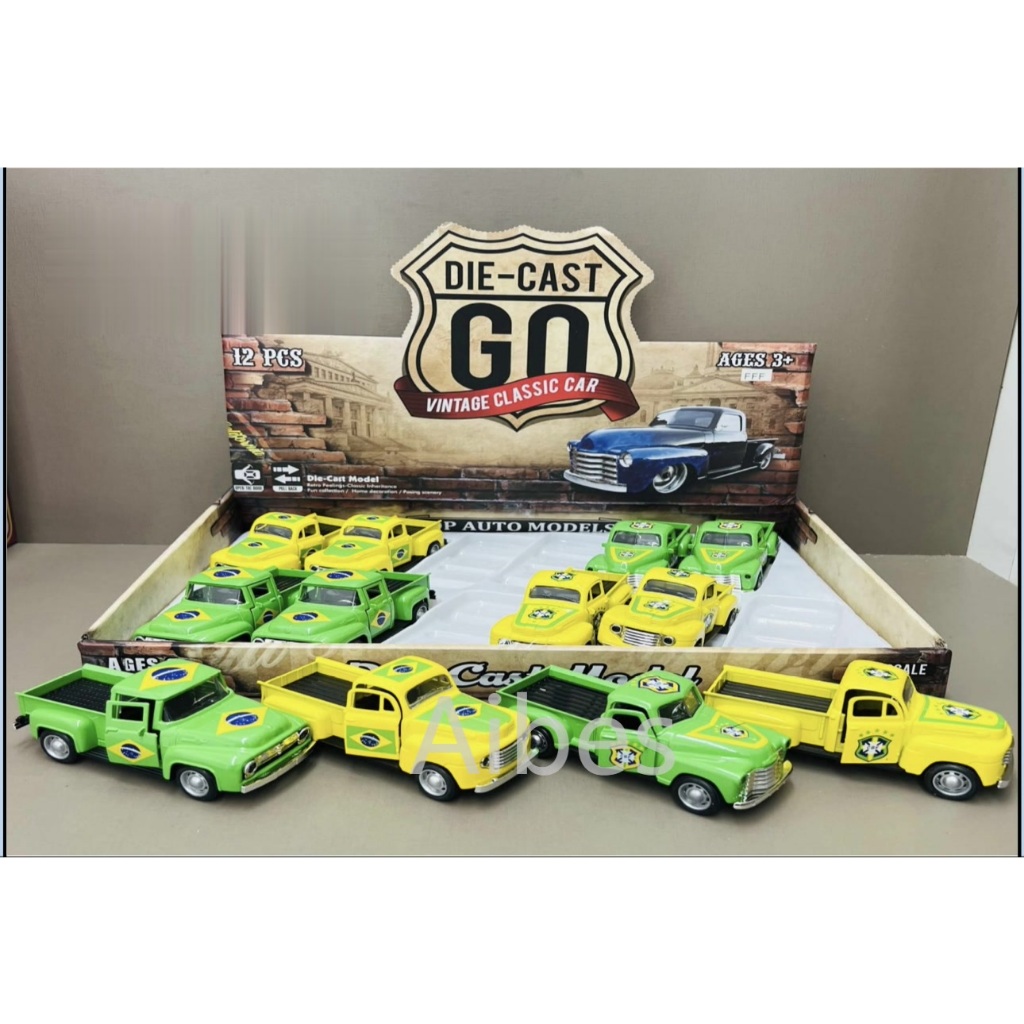 Impressão do emblema nacional do brasil 1:38 Ford F1 1:32 Carro clássico Volkswagen coleção de brinquedos de porta de carro de metal clássico