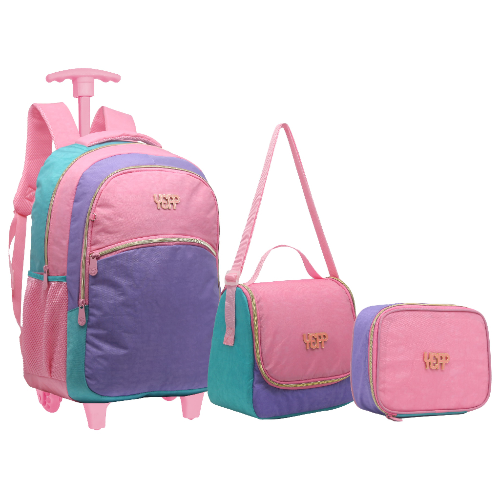 Kit Mochila Feminina De Rodinha Juvenil Escolar Colorida Pe As Kit Shopee Brasil