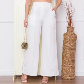 2024 nova Calça Pantalona Feminina Alfaiataria Com Elastico Com Lycra Na Cintura