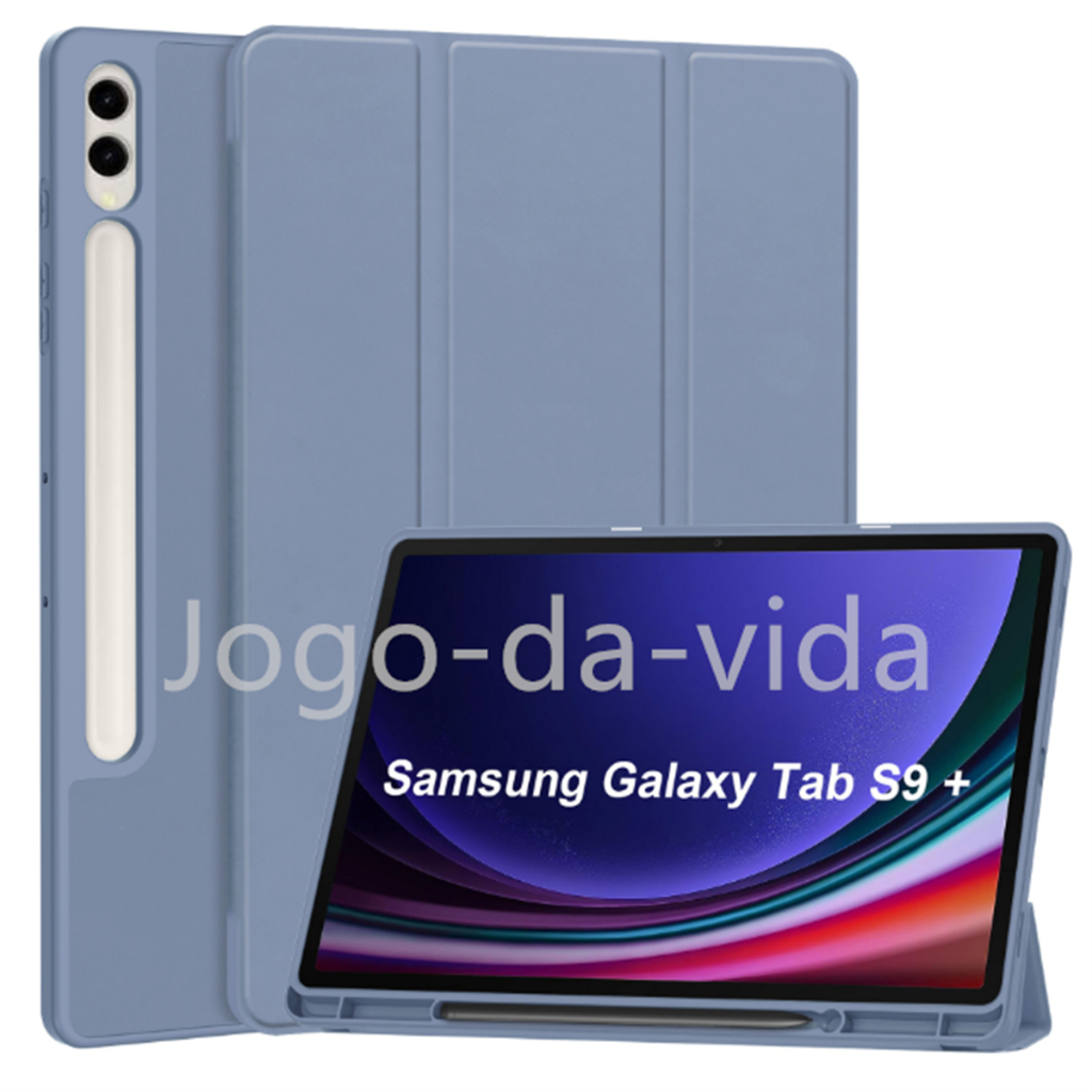 Capa magnetico inteligente com slot de canetas compativel Samsung Galaxy Tab S9 Plus/S9 FE Plus 12.4º polegadas Com função sleep ，Anti-queda, dissipação de calor
