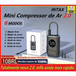 Mini Compressor de Ar Digital Portátil - USB Recarregável - Calibrador de Pneu Profissional, Bomba Compressor de ar portátil digital superpotente com lanterna, recarregável.