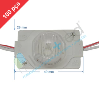 100 Super Módulo LED 3030 tipo Lateral com Lente 55° cor Branco Frio