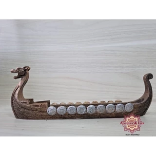 Barco Viking Incensário 25 cm em Resina Item para Decoração