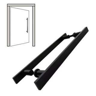 Puxador Duplo 50 Cm - 1 Preto Fosco-porta Madeira/vidro