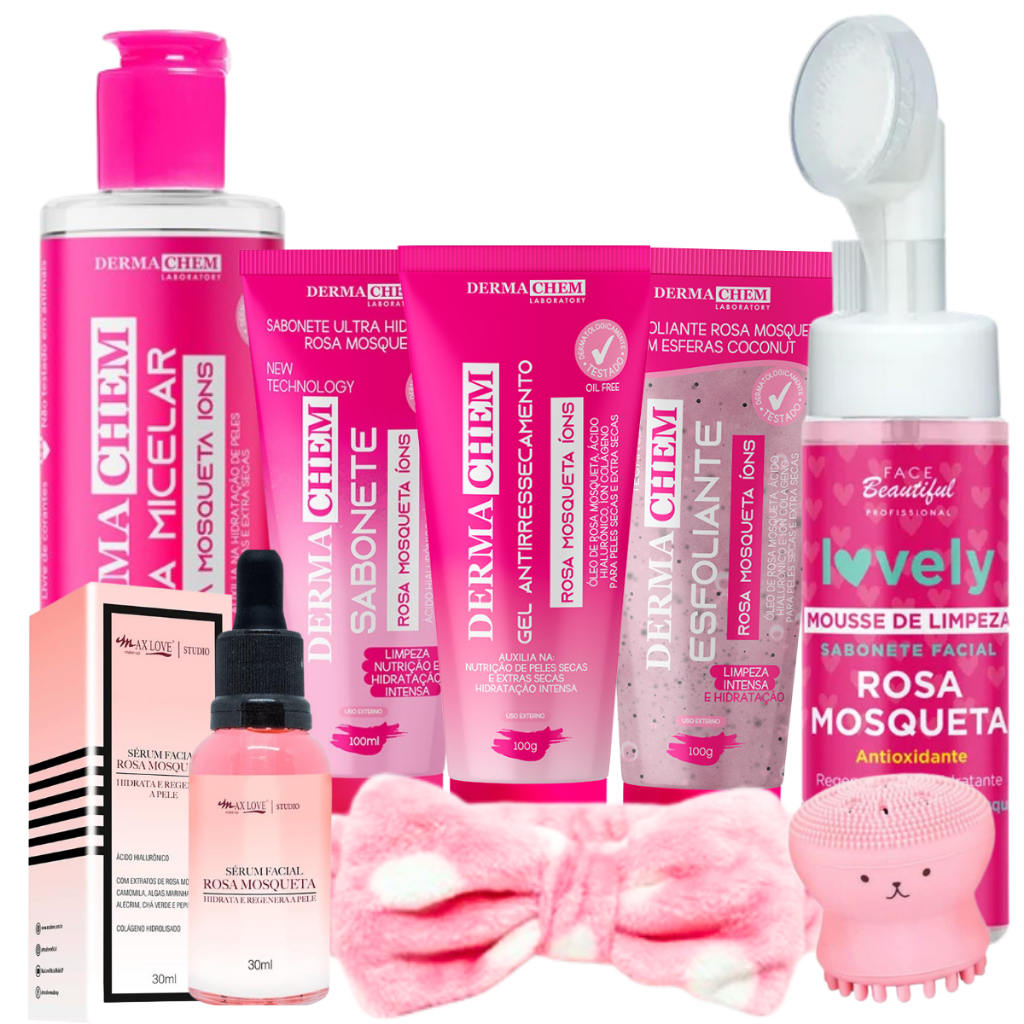 Kit Limpeza de Pele Profunda Rosa Mosqueta Skin Care Completo