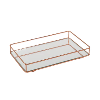 Bandeja Decorativa Helo 15x25cm para Lavabo, Perfumes, Maquiagem, Cremes e Organização de Ambientes