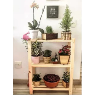 Estante Pinus Cor Natural Prateleiras Multiuso