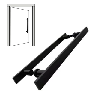 Puxador Duplo 40 Cm - 1 Preto Fosco - Porta Madeira e vidro