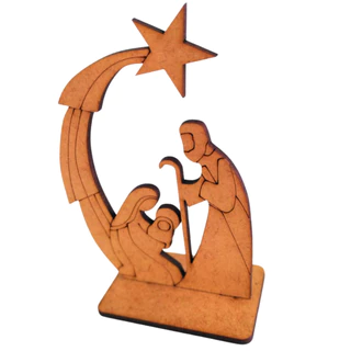 Kit 10 Lembrança De Natal Presépio Família Jesus Mdf Cru