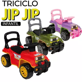 Jip Jip Carrinho Passeio Infantil Com Empurrador Quadriciclo Totoka Motoka Brinquedo Menino Menina