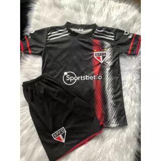 Novo Kit de Futebol do São Paulo Preto Camisa+Bermuda Infantil na Promoção!!