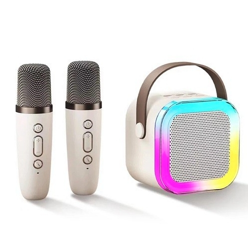 Karaoke Caixa De Som Com 2 Microfones Sem Fio Com Alto-Falante Bluetooth Brincadeira Para A Família  Karaokê
