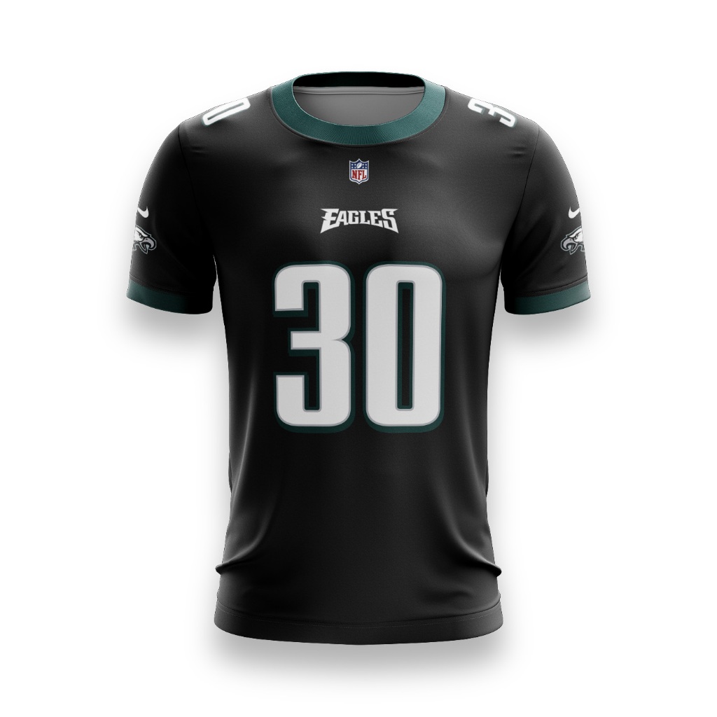 Camisa Philadelphia Eagles Preta Futebol Americano NFL Personalizada com nome e número